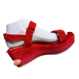 Cole Haan Grand Ambition Red Suede Wedge Sandals‎ W22374 Size 7